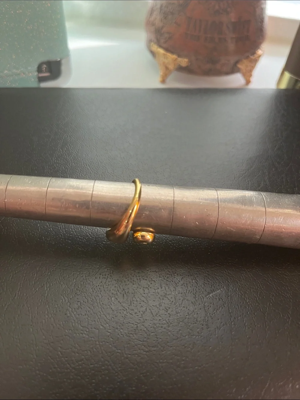 Gold Teardrop Bypass Ring with Clear Stones - Picture 2 of 4